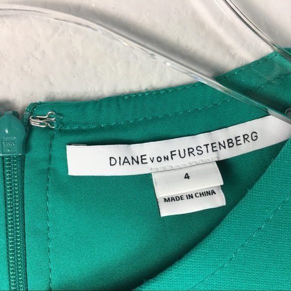 DVF | Green Short Sleeve Shift Midi Dress | Size 4 - Picture 3 of 6